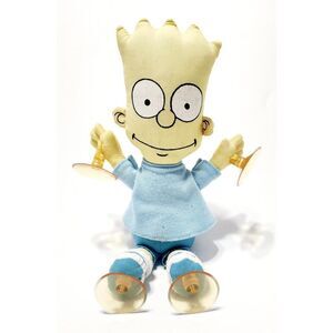 Vintage 1990 Bart Simpson The Simpsons 11" Car Window Suction Cup Plush Stick-On